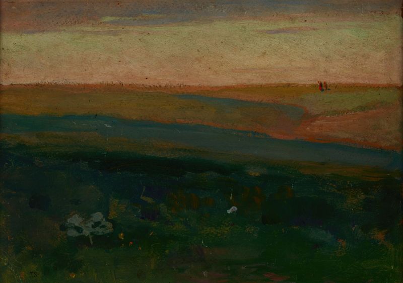 Green Steppe in the Ukraine, oil on canvas by Jan Stanisławski depicting rolling hills and a vast sky.