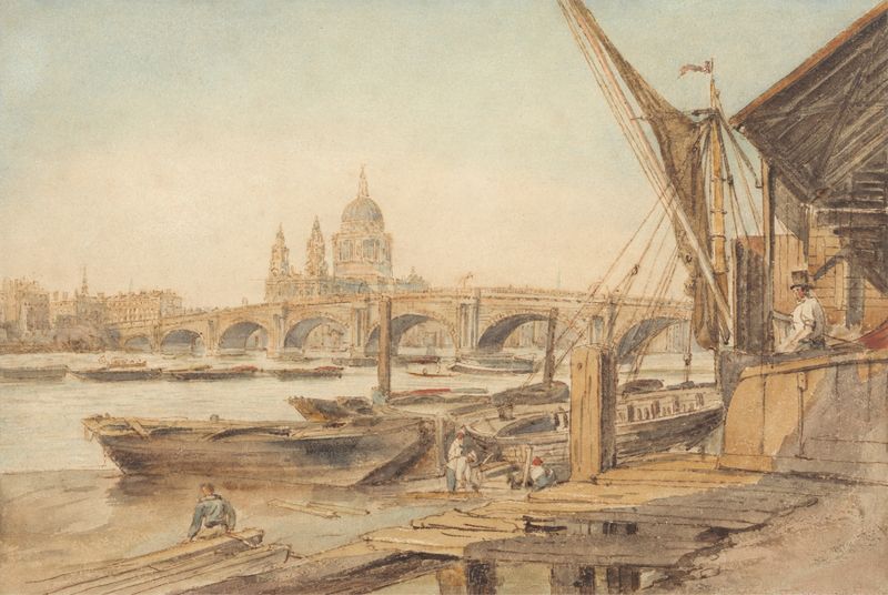 St. Paul’s Cathedral and Blackfriar’s Bridge by William Henry Hunt, oil painting