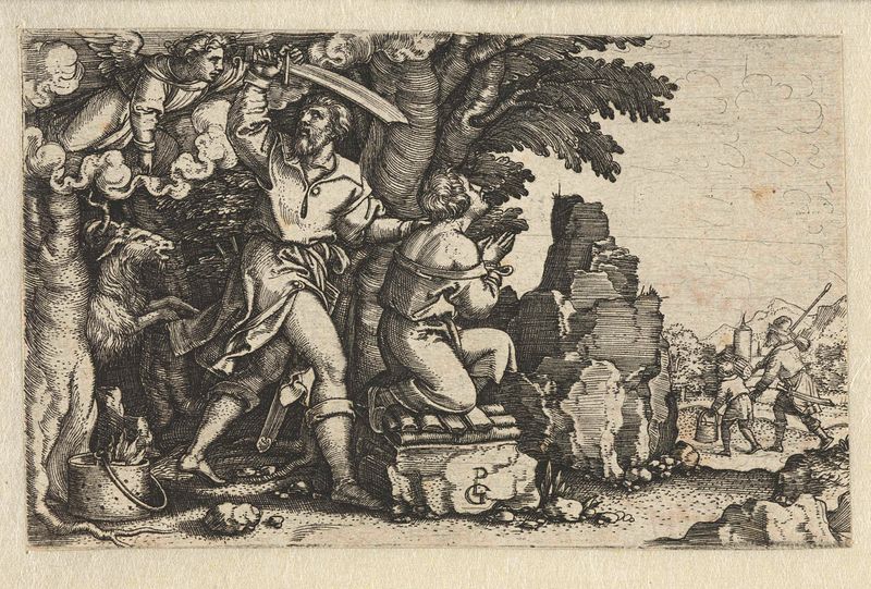 Gravura de Georg Pencz retratando uma figura solene em tons ricos