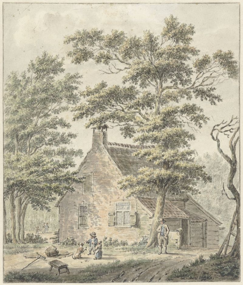 Huis in Aerdenhout de Warner Horstink, óleo sobre tela que retrata uma casa tranquila ao pôr do sol.