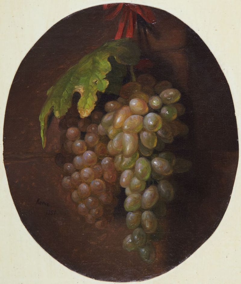 Naturaleza muerta de uvas sobre una mesa, óleo sobre lienzo de George Henry Hall