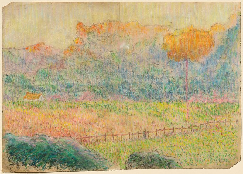 Study for ‘Landscape with Figure and Houses’ by Claude Emile Schuffenecker, oil painting