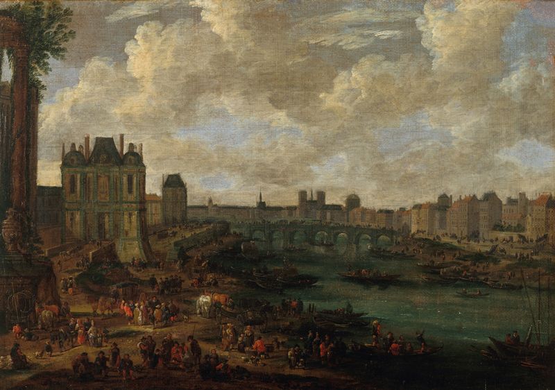 Paisagem com um arco e folhagem, óleo sobre tela de Pieter Casteels