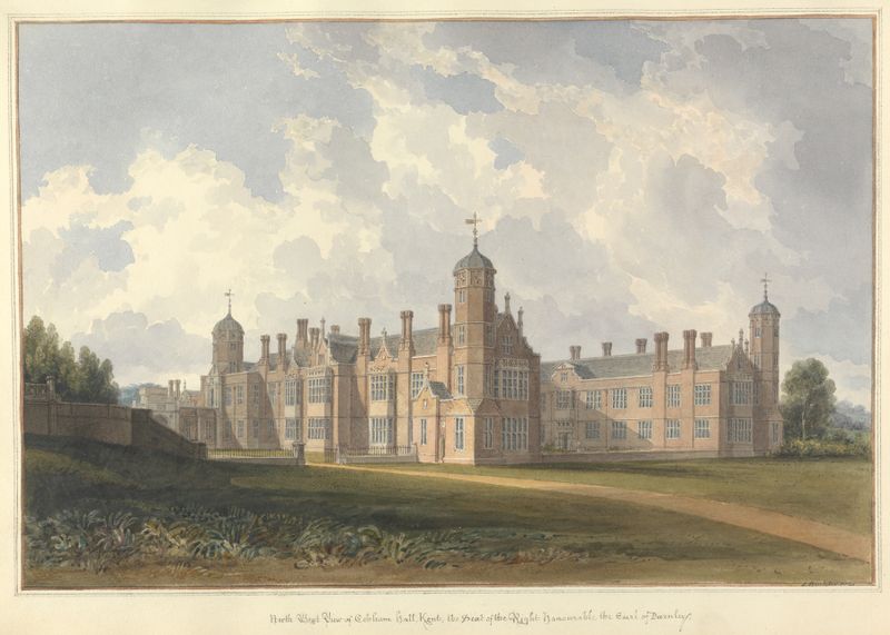 North West View of Cobham Hall, Kent, de John Buckler, óleo