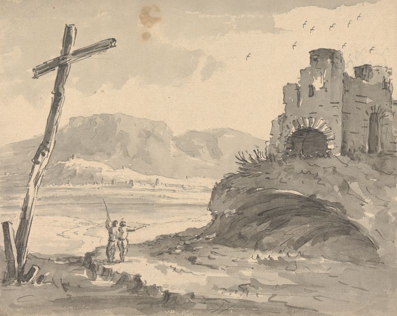 Landscape with Large Cruciform, óleo sobre tela de William Gilpin