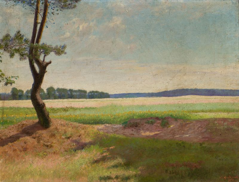 Paisagem com um pinheiro de Stanisław Budzyński, retratando um majestoso pinheiro na natureza.