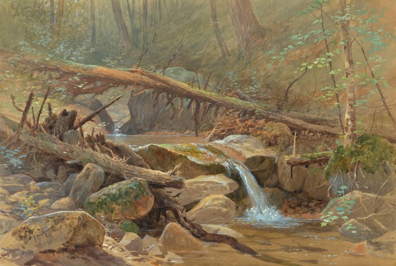 Pool in the Woods, Romantismo, Unknown Artist, paisagem serena com árvores e reflexos