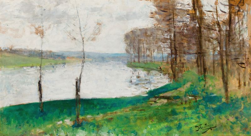 Bords de la Seine à Veneux les Sablons, óleo sobre lienzo de Pierre-Eugène Montézin