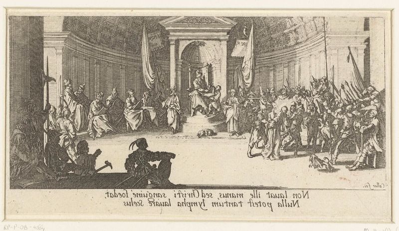 Gravura de Jacques Callot mostrando Pilato lavando as mãos em meio ao caos.