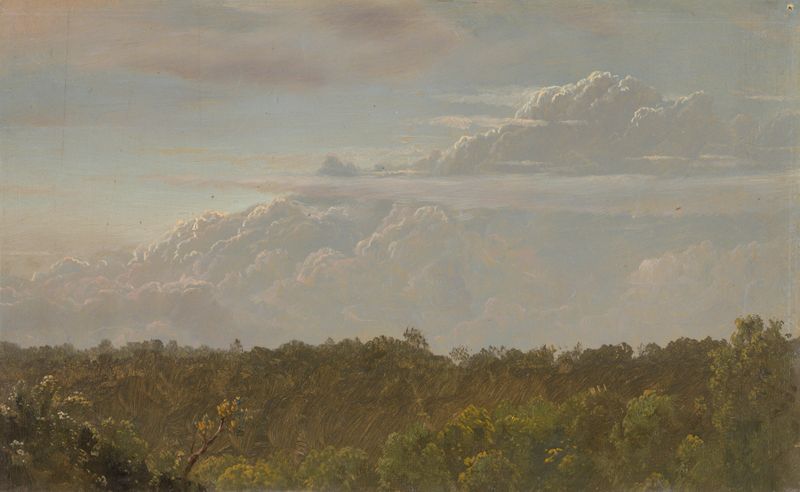Thunder Clouds, Jamaica de Frederic Edwin Church, óleo sobre lienzo que representa un atardecer con nubes tormentosas.