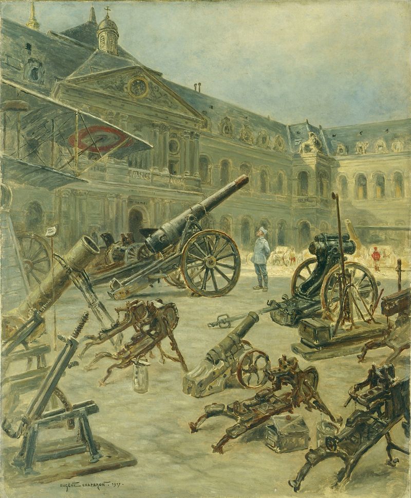 Escena histórica de trofeos de guerra en Invalides, 1917 de Eugène Chaperon