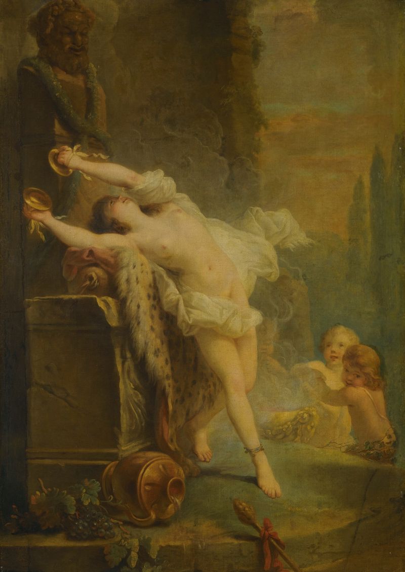 Una Bacchante tocando los platillos ante una estatua de Pan, Rococó, Antoine-François Callet