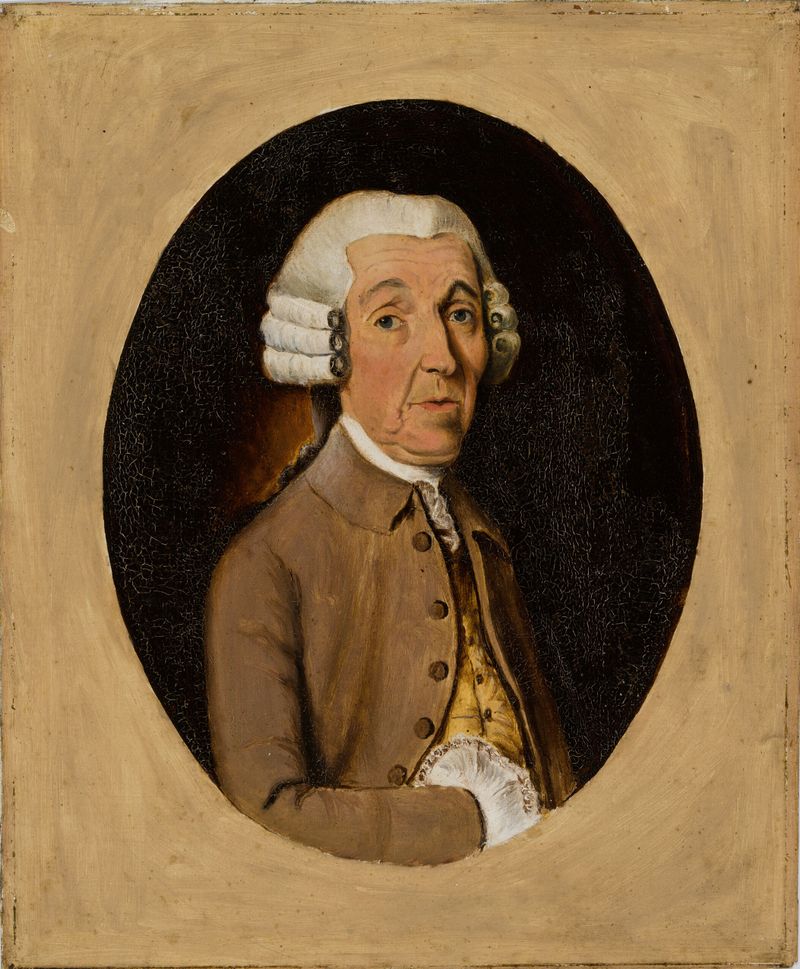 Retrato de Peter Oliver, óleo sobre papel, por um artista não identificado