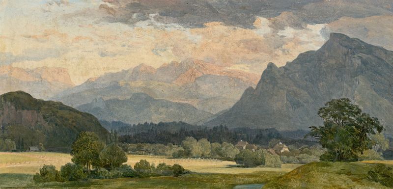 View of the Tennengebirge mountains near Salzburg, oil on canvas by August Heinrich