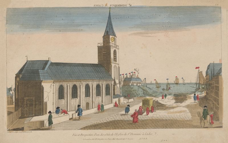 Arquitectura barroca de la Iglesia de Santo Domingo en Cádiz, artista desconocido, pintura al óleo