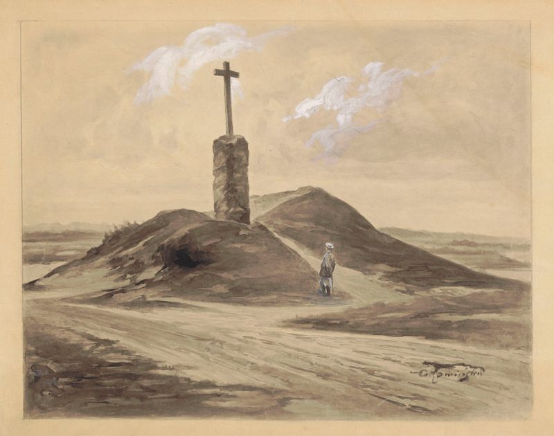 Paisagem de Antoni Kamieński, Romantismo, retratando uma cena sombria.