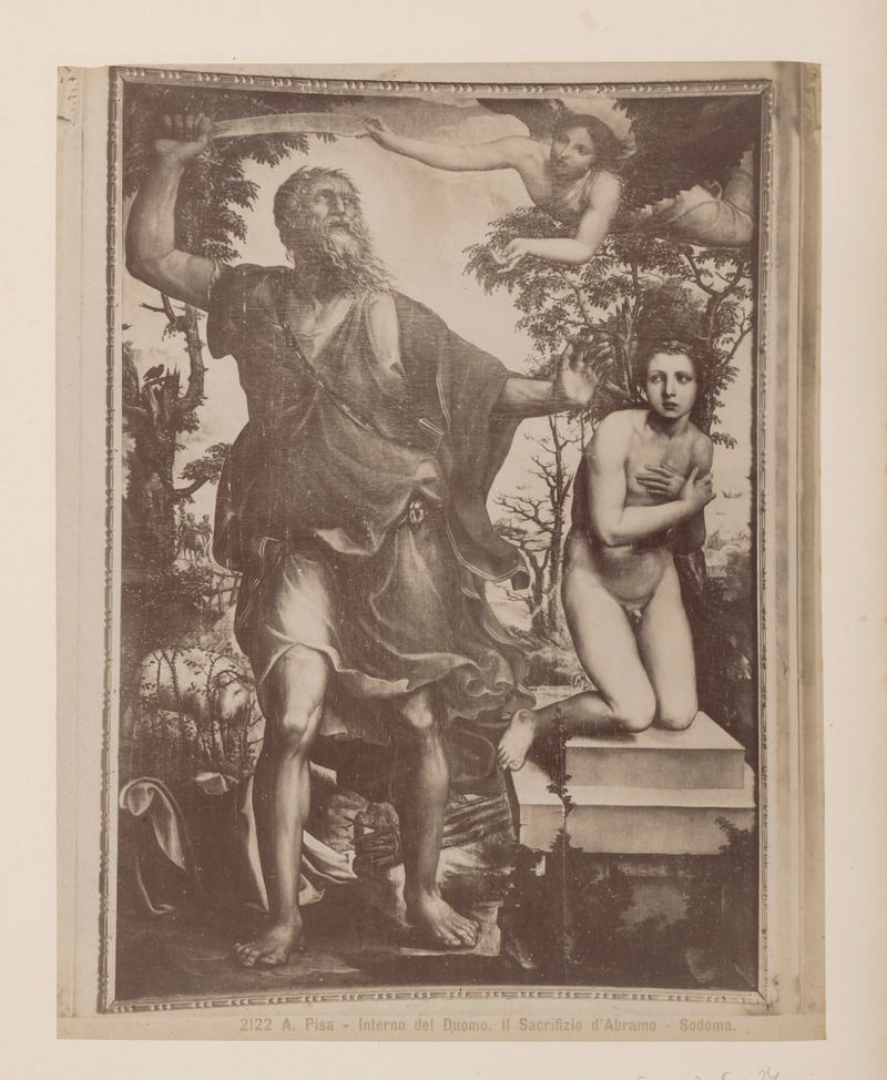 Abraham con un cuchillo en una impresión de albúmina de Giacomo Brogi