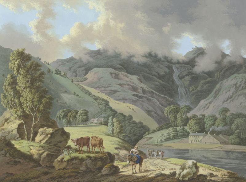 Landscape with a waterfall and river, oil painting by Karl Franz Kraul