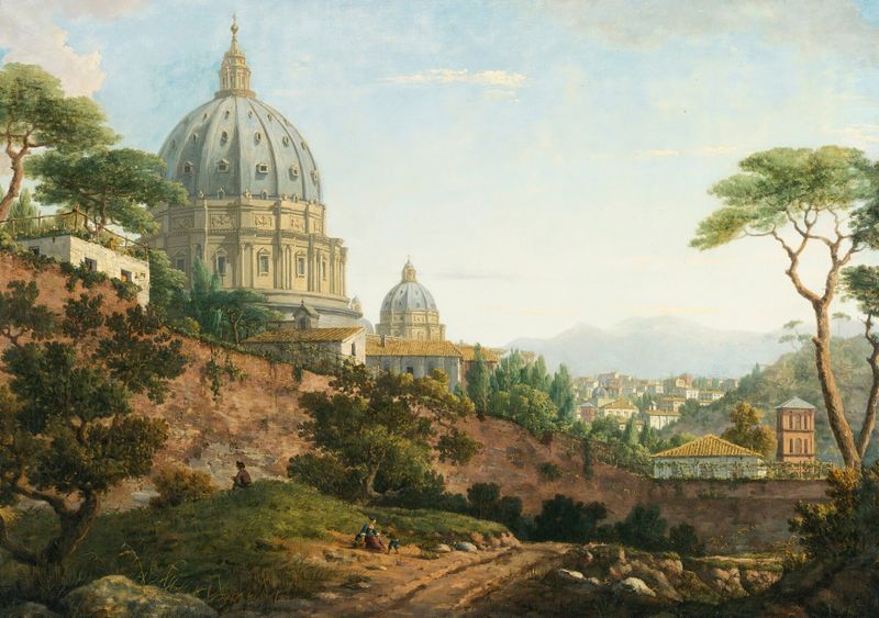 View of St. Peter's Basilica in Rome, oil painting by William Marlow
