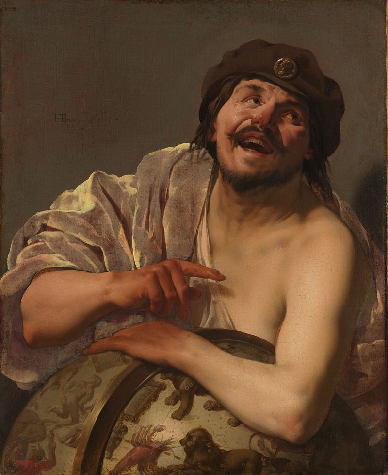 Portrait of Democritus, a young laughing philosopher, oil painting by Hendrick ter Brugghen