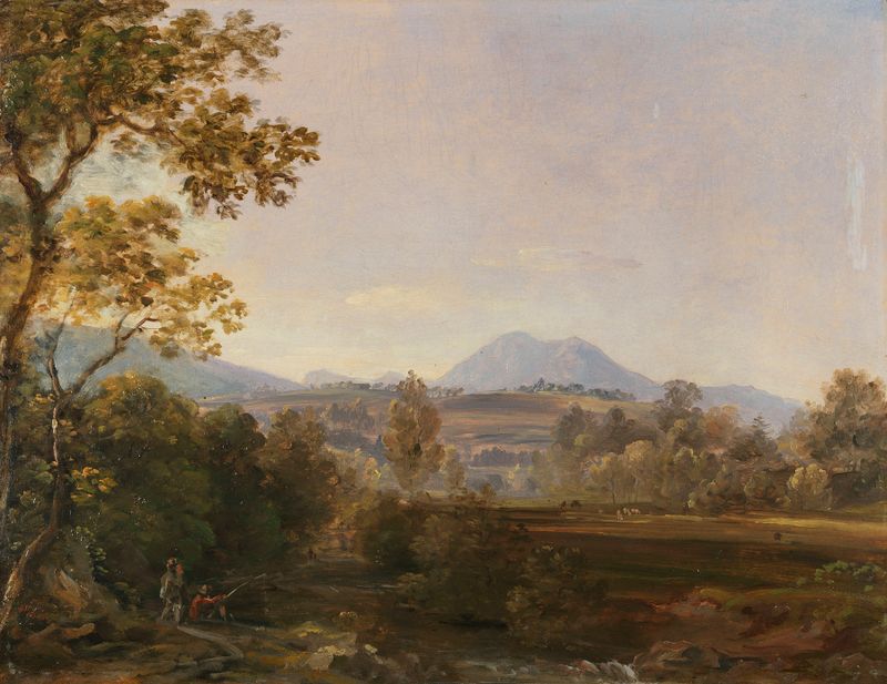 Süddeutsche Landschaft mit Wanderern, oil on canvas by Johann Georg von Dillis