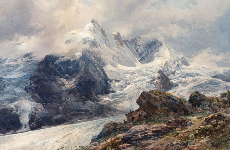 Paisaje que representa montañas y terreno accidentado de Edward Theodore Compton