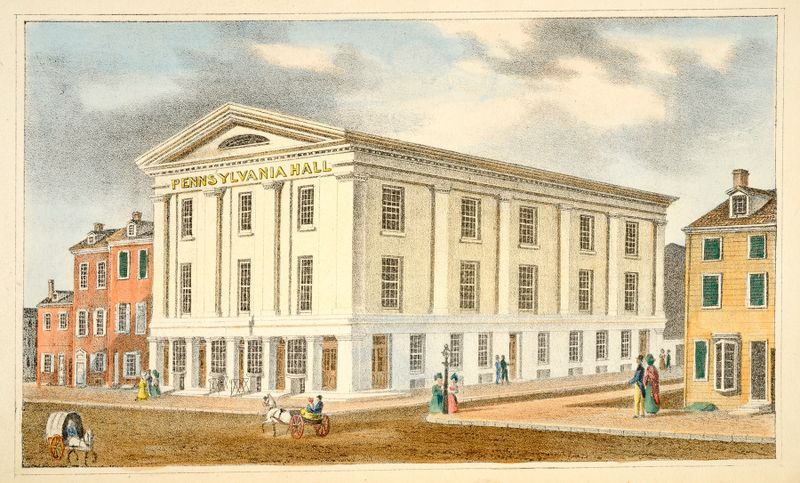 Pennsylvania Hall de C.F. Hamilton, Romantismo, mostrando a decadência arquitetônica.