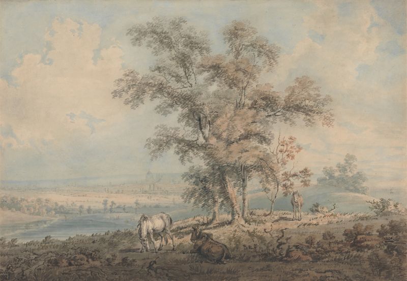Paisagem de Londres a partir de Highgate Hill, pintura a óleo de Thomas Girtin