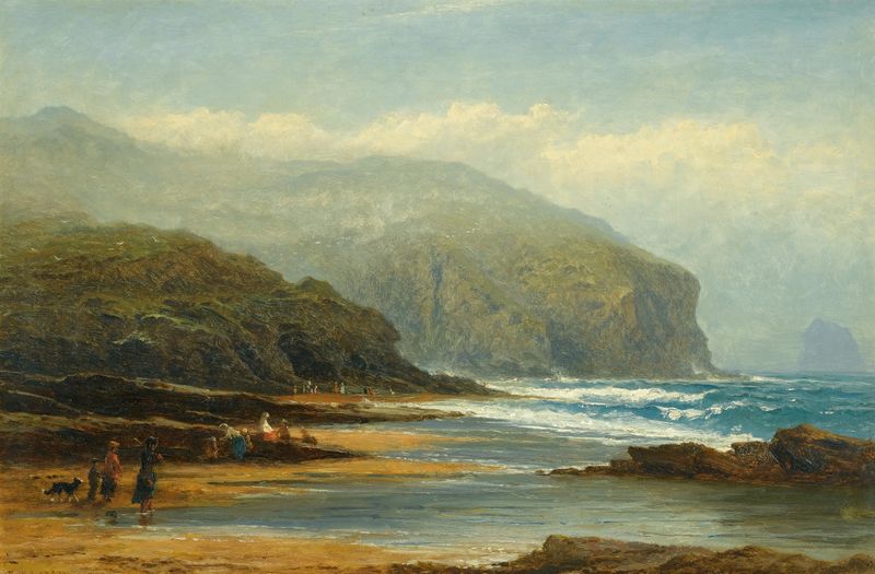 Coastal landscape with cliffs at Tintagel, oil on canvas by Benjamin Williams Leader