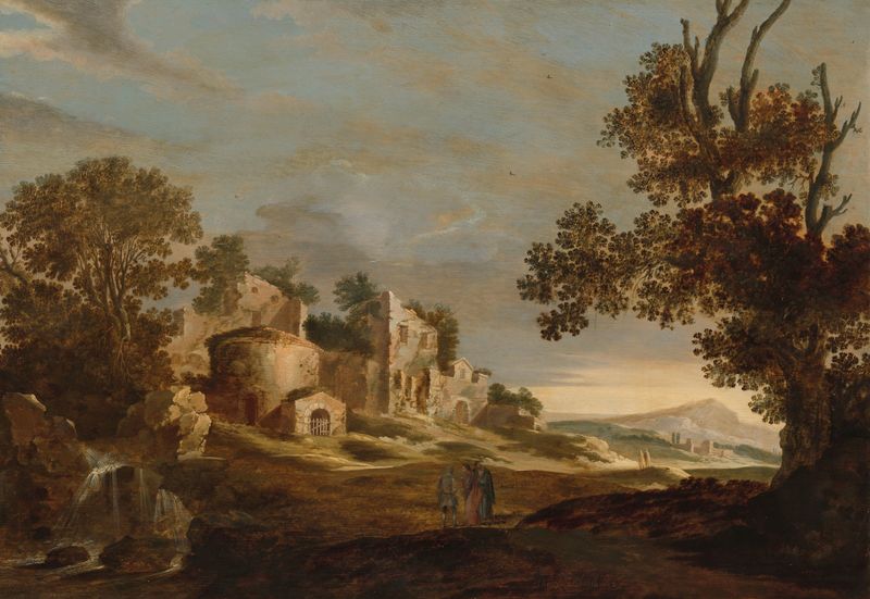 Landscape with Journey to Emmaus, oil painting by Charles Cornelisz. de Hooch