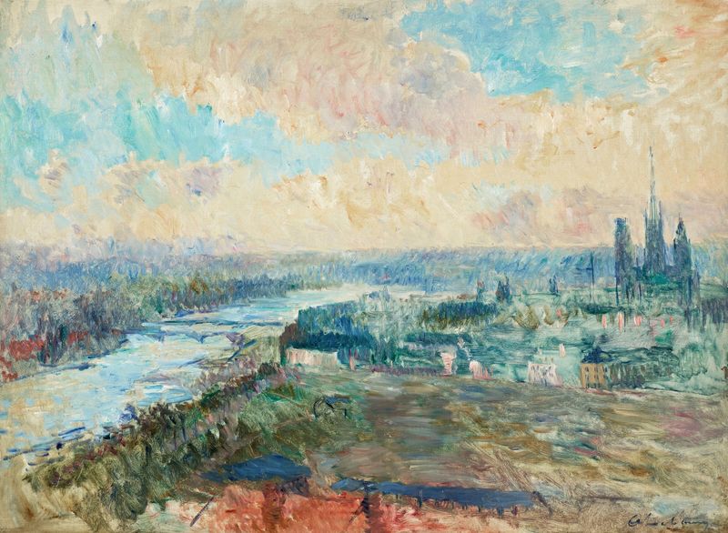 La Seine à Rouen by Albert Lebourg, oil on canvas depicting a river at twilight