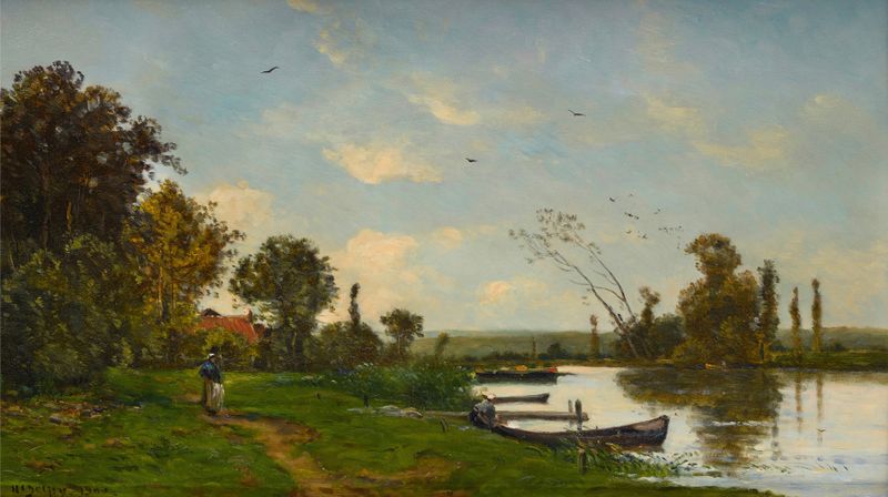 A path along the river, Impressionism by Hippolyte Camille Delpy