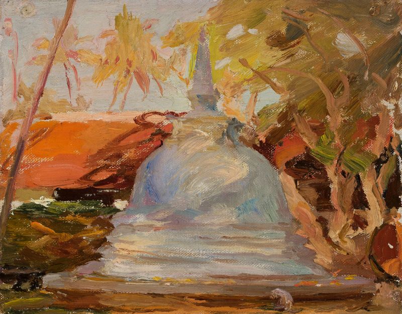 Ceylon, templo budista, acuarela sobre papel de Jan Ciągliński