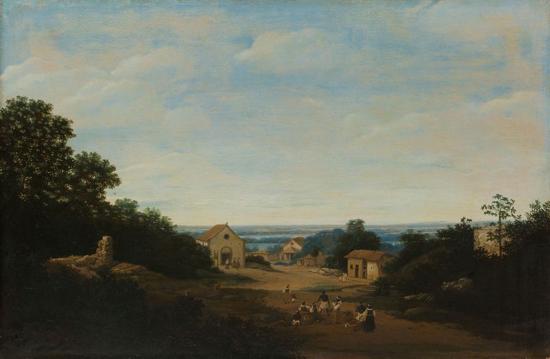 Brazilian landscape with the village of Igaraçú, oil painting by Frans Post