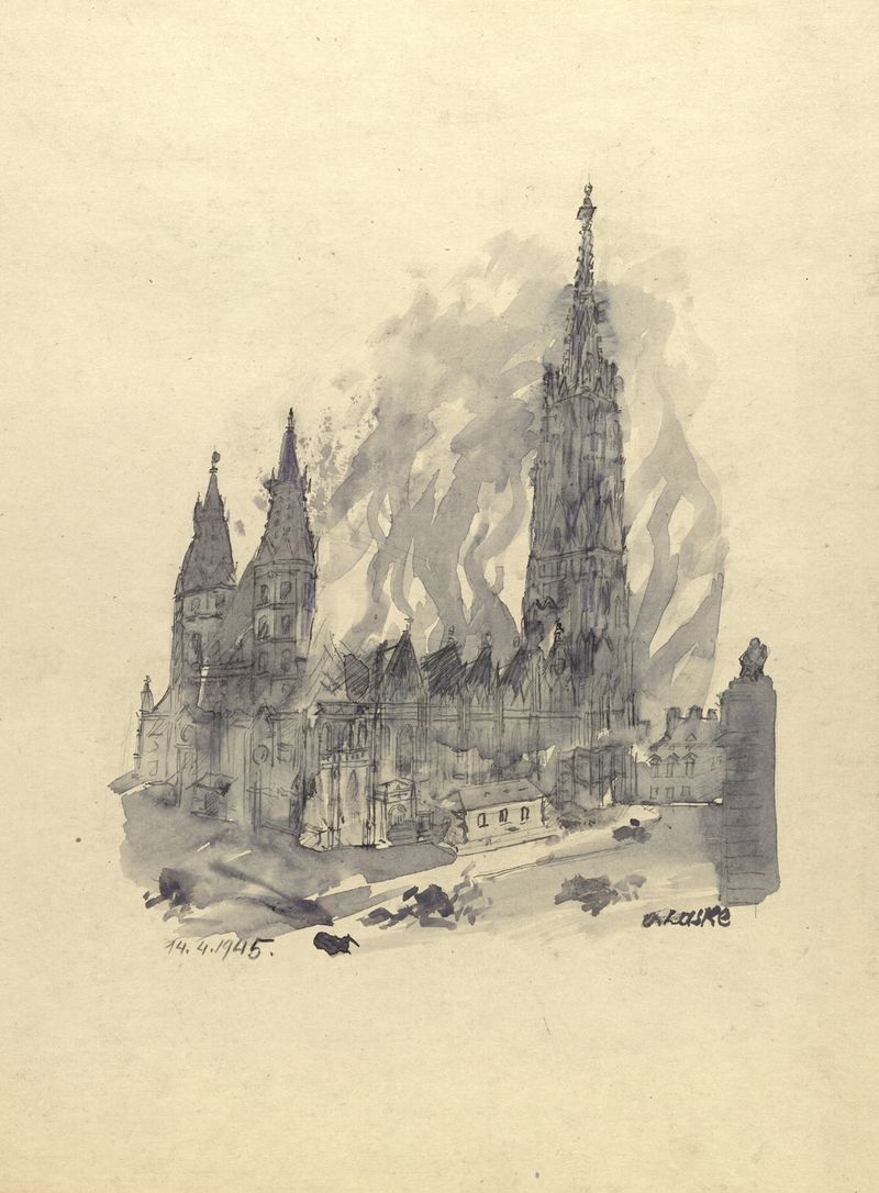 Obra de expresiónismo de Stephanskirche por Oskar Laske, 1945