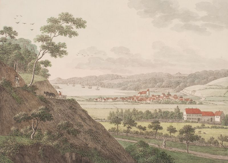 Landscape of Vejle fra nordvest, oil on canvas by Søren L. Lange