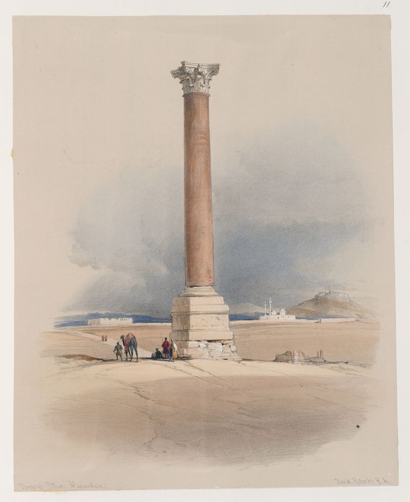 Pompey's Pillar in Alexandria, oil painting by David Roberts