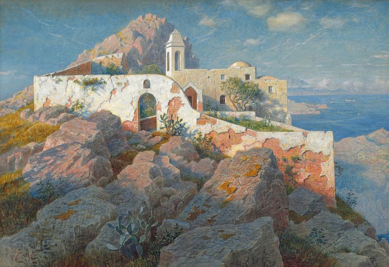 Paisaje de Santa Maria a Cetrella por William Stanley Haseltine, pintura al óleo