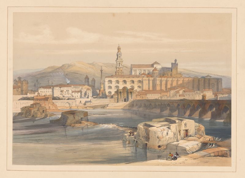 Restos de un puente romano sobre el Guadalaquivir de David Roberts, óleo sobre lienzo