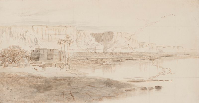 El Nilo en Kasr-Es-Saad, Egipto por Edward Lear, pintura al óleo
