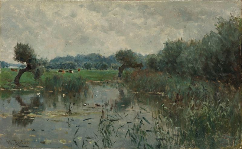 Water Meadows on the River IJssel, oil on canvas by Willem Roelofs