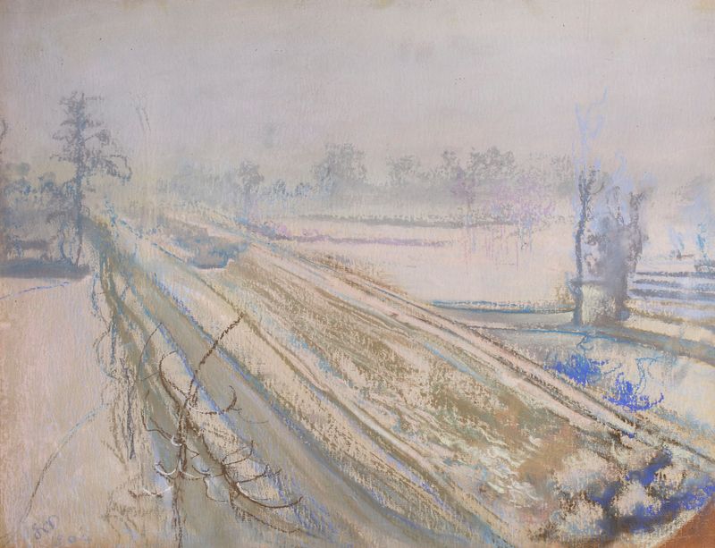 Landscape view from the artist's studio featuring Kościuszko Mound, by Stanisław Wyspiański.