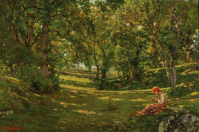 Obra figurativa de Antare Cesare Bertolotti, pintura a óleo com tons de ouro e ocre.
