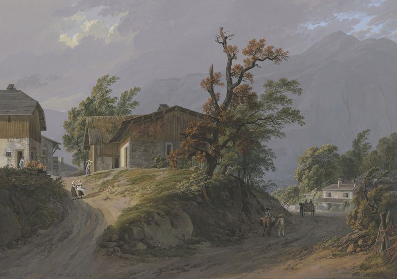Vue de Viû en Salas et du Môle, óleo sobre tela de Jean-Antoine Linck que retrata uma paisagem tranquila.