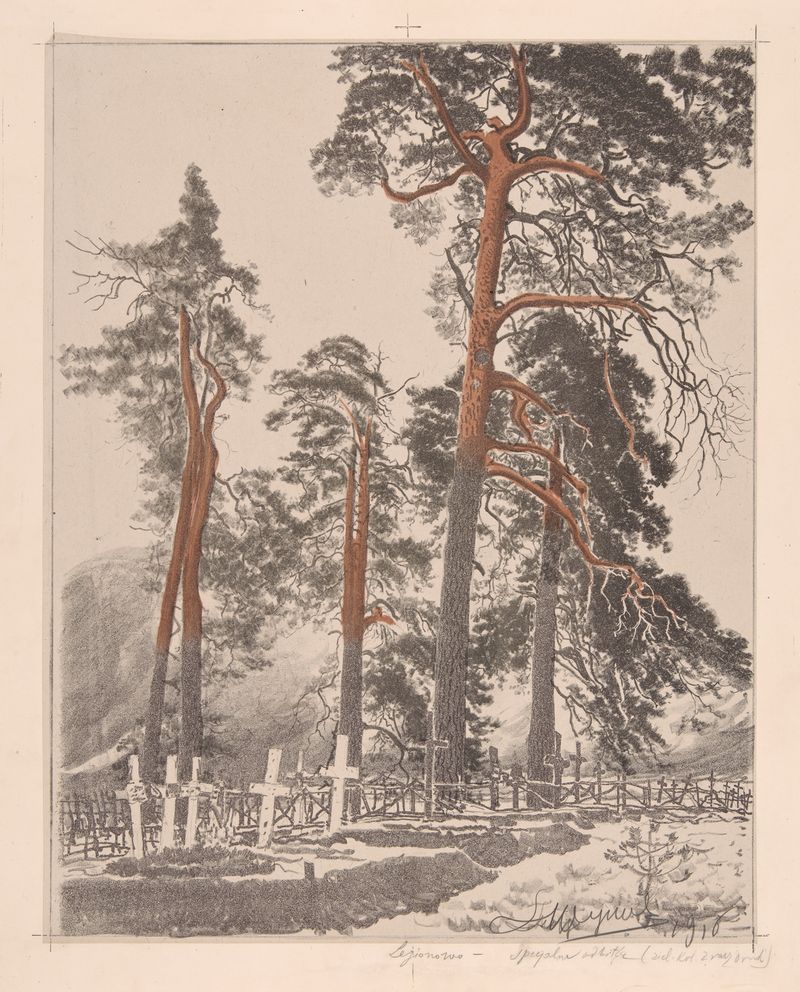 Landscape of The Wołczecko Cemetery by Leon Wyczółkowski, oil on canvas