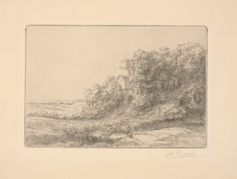 Un viejo castillo representado en un medio desconocido por Alphonse Legros