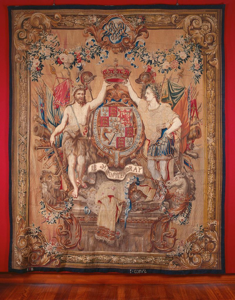 Tapeçaria representando o rei Willem III e a rainha Mary Stuart II de Jan Cobus