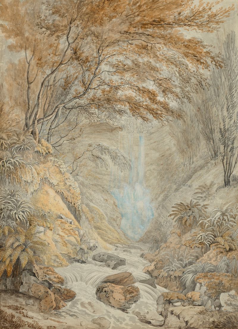 Old Roar Waterfall, watercolor on paper by William Day