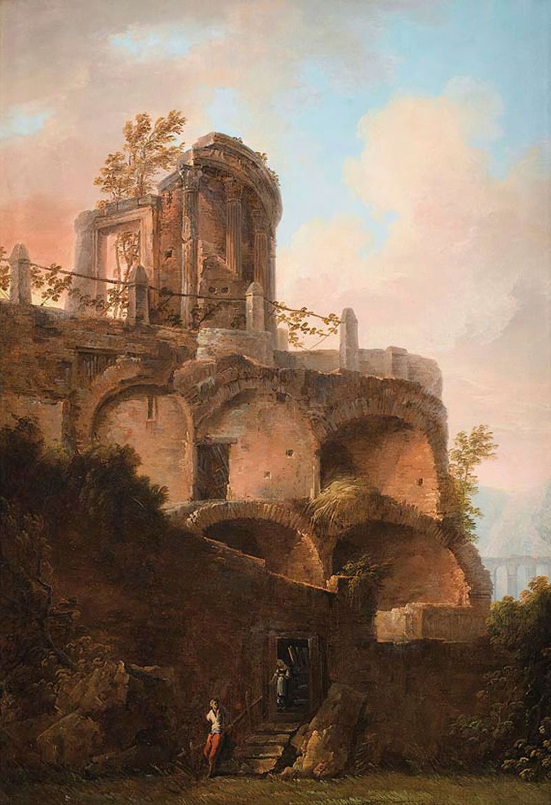 A view of the temple of Vesta, oil on canvas by Francesco Fidanza