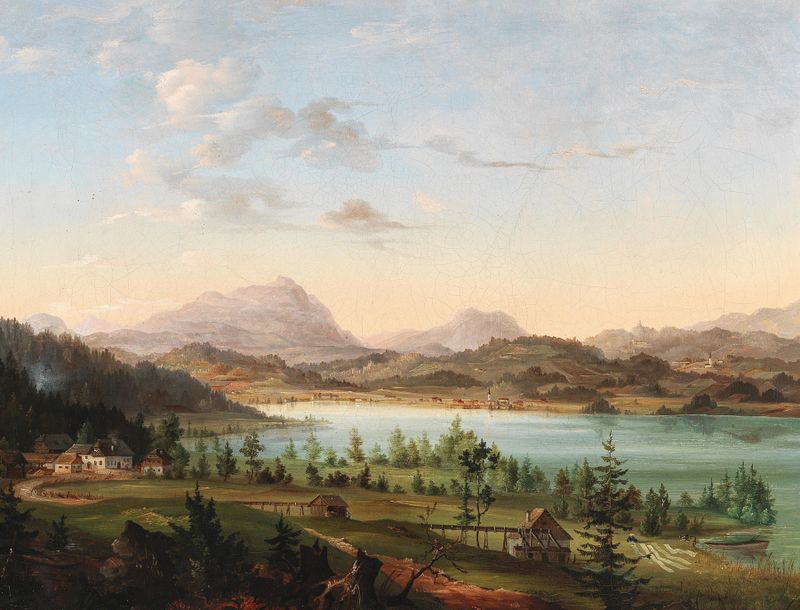 Landscape of Lake Ossiach by Josef Willroider, oil on canvas